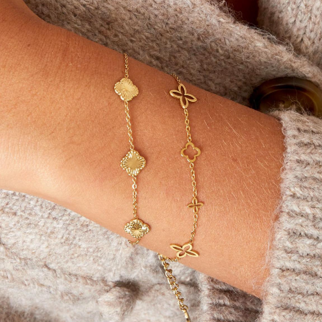 Armband met klavertjes | Zilverkleurig