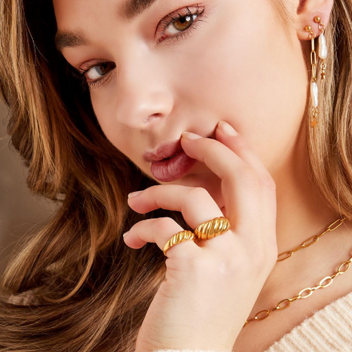 Baguette ring | Goudkleurig