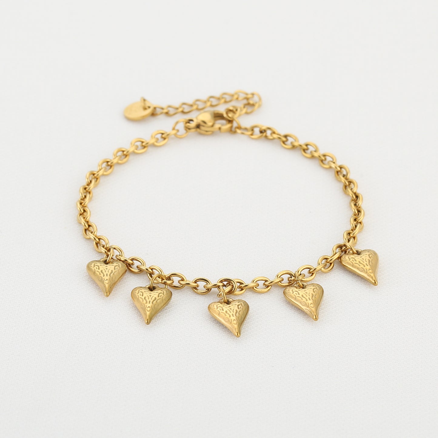 Bedelarmband met hartjes | Goudkleurig