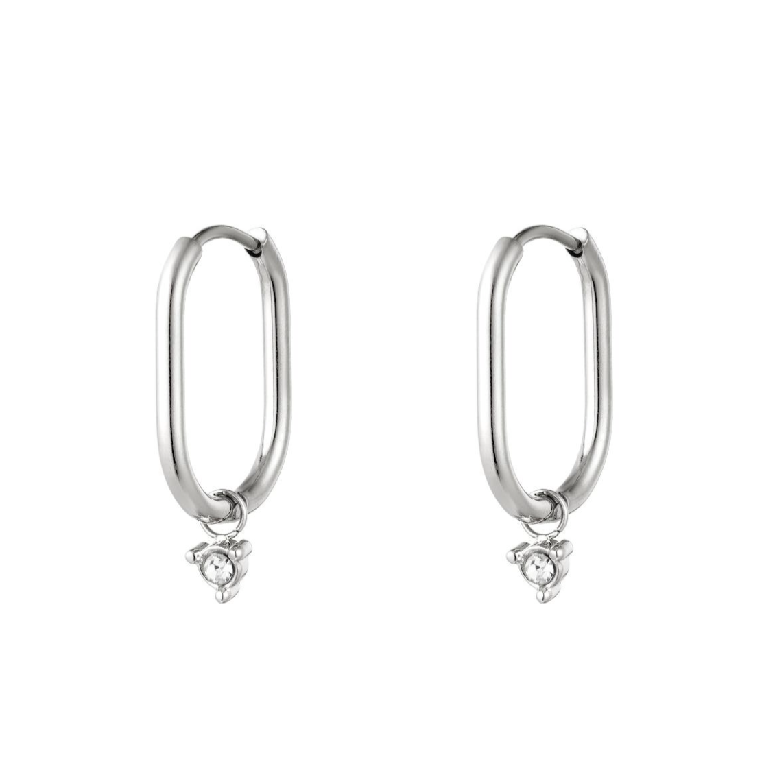 Oorbellen met zirkoon bedeltje | Zilverkleurig