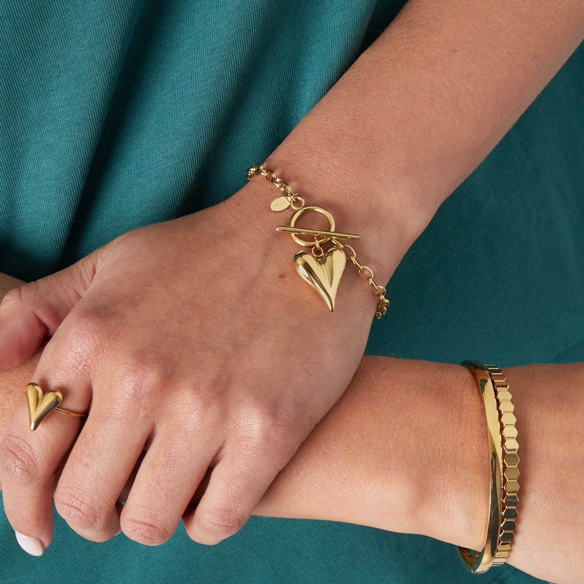 Armband met massief hart | Goudkleurig
