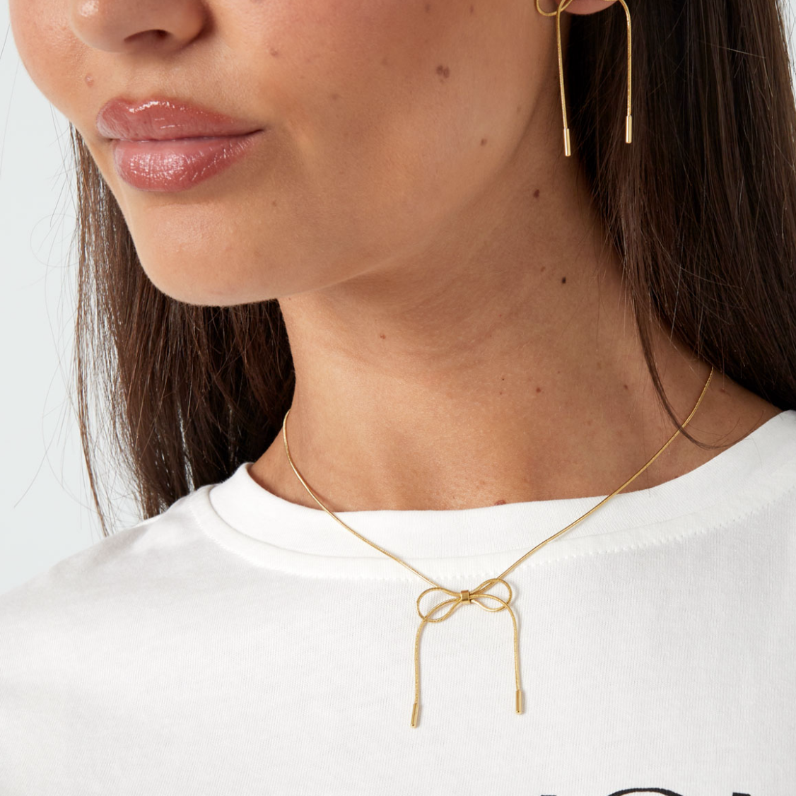 Dunne ketting met strikje | Goudkleurig