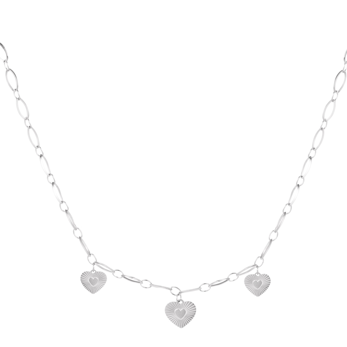 Ketting met 3 hartjes muntjes | Zilverkleurig