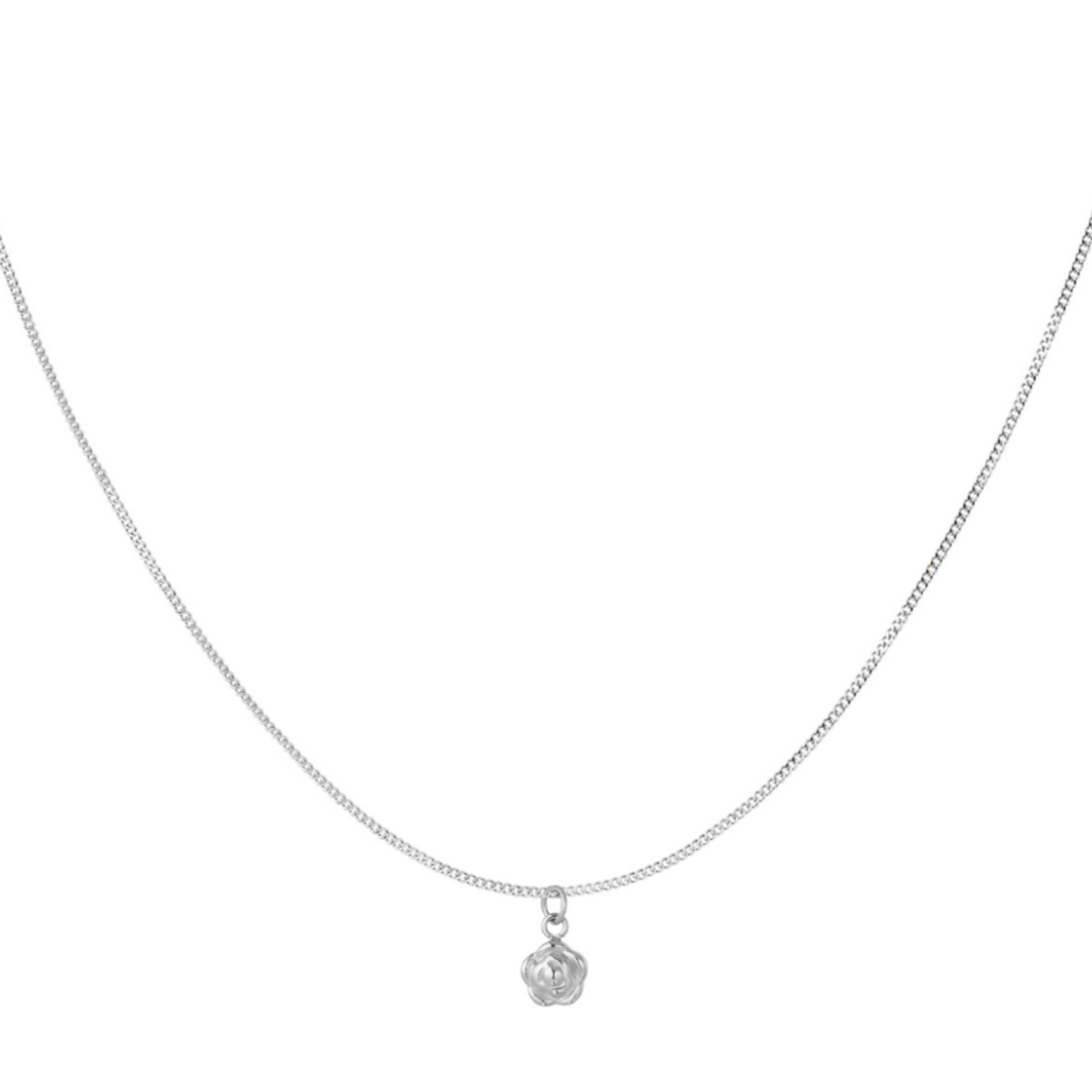 Subtiele ketting met roosje | Zilverkleurig