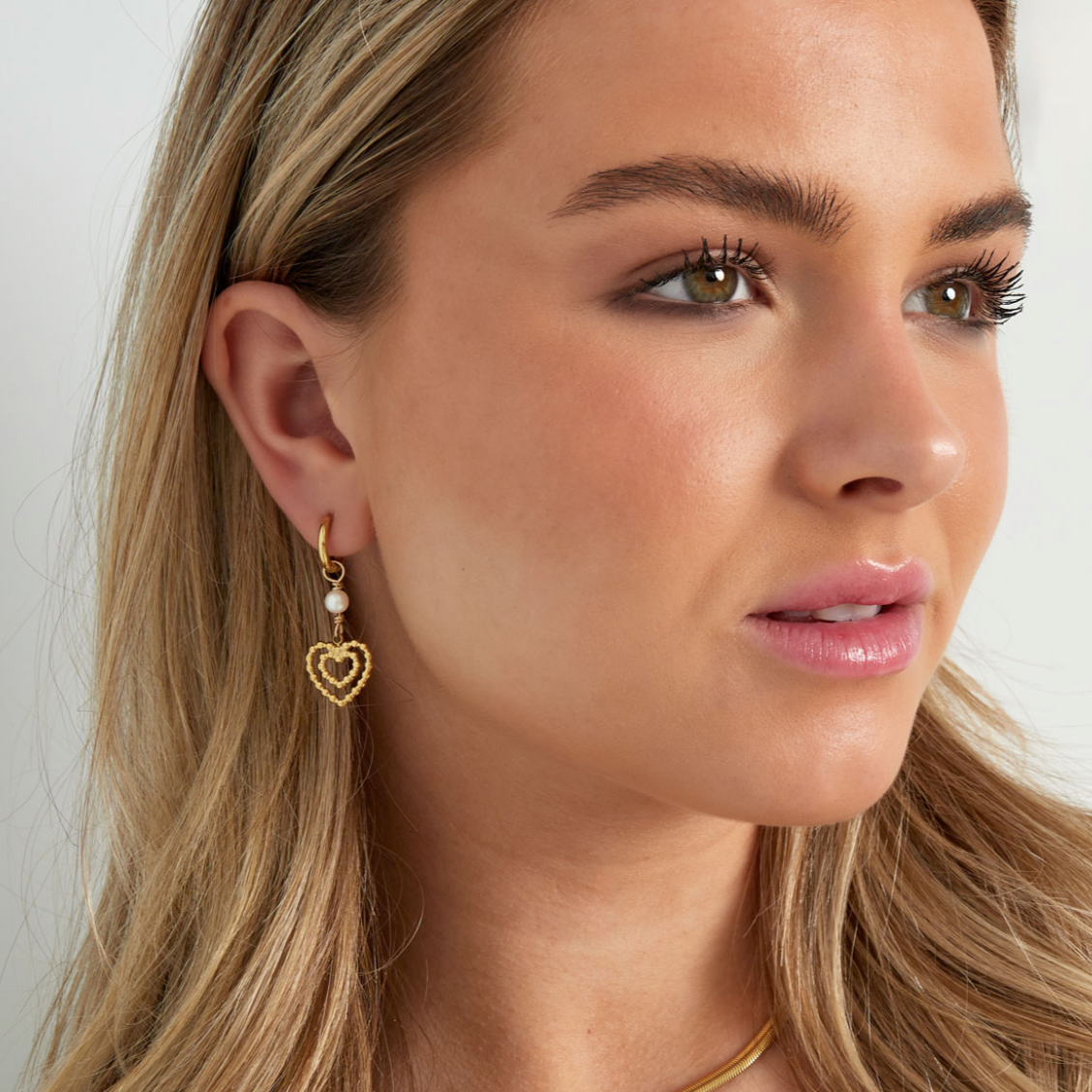 Oorbellen met hartje en parel | Zilverkleurig