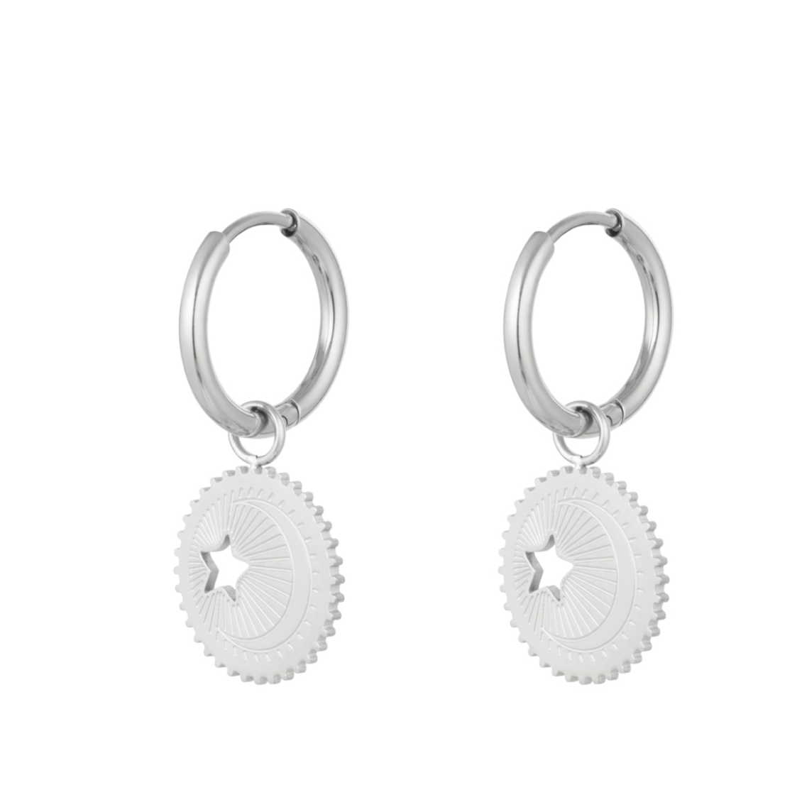 Oorbellen met maantje en sterretje | Zilverkleurig