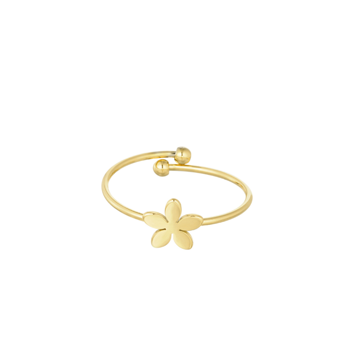 Verstelbare ring met bloemetje | Goudkleurig