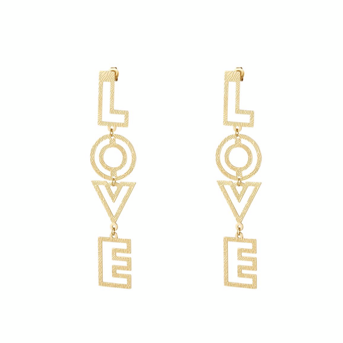 Statement oorbellen LOVE | Goudkleurig