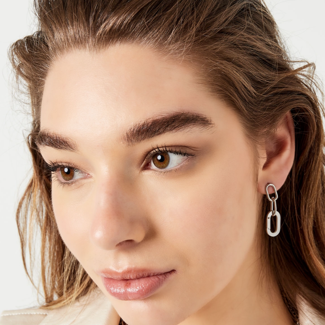 Statement oorbellen met schakel | Zilverkleurig