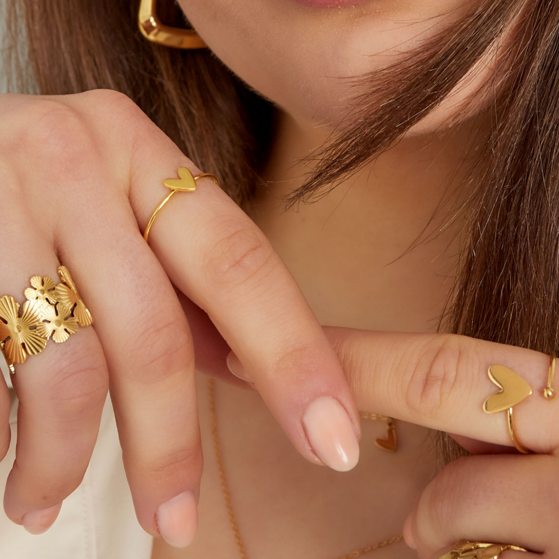 Subtiele hartjes ring | Zilverkleurig