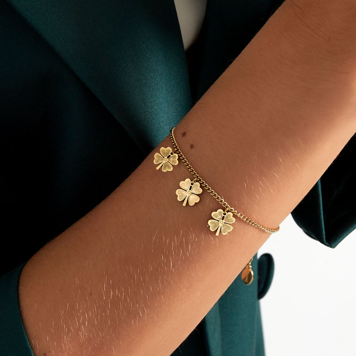 Armband met klavertjes vier | Goudkleurig