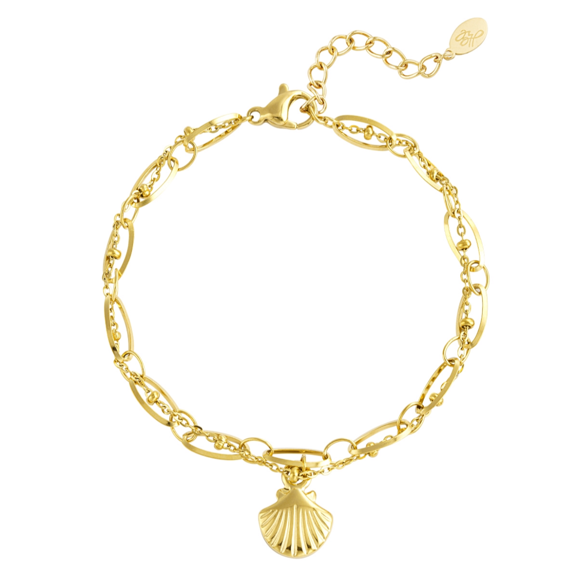 Armband met dubbele laag en schelpje | Goudkleurig