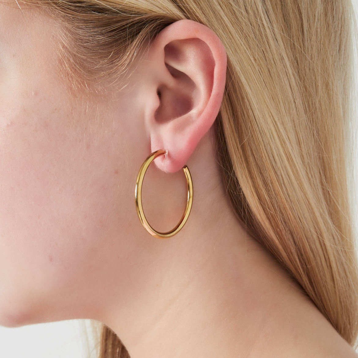 Clip oorbellen grote basic hoops | Zilverkleurige