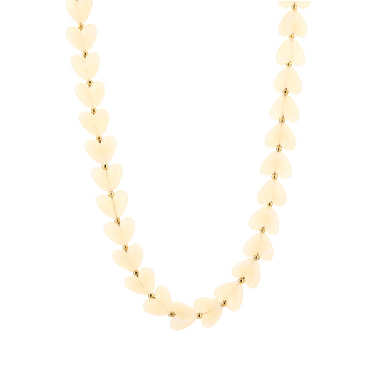 Kralenketting in hartjesvorm | Goud & Beige