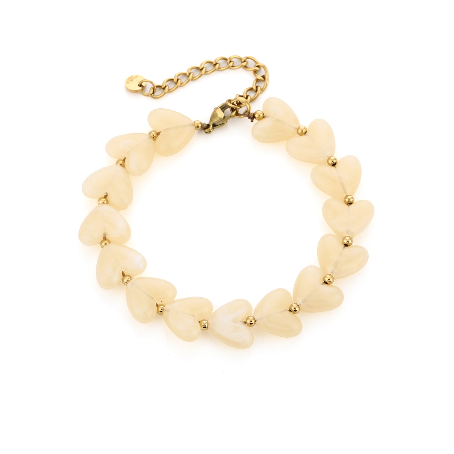 Kralen armband met hartjes | Goud & Beige