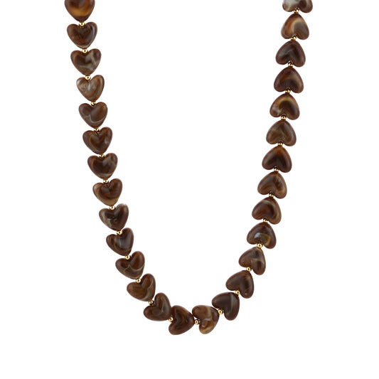 Kralenketting in hartjesvorm | Goud & Bruin
