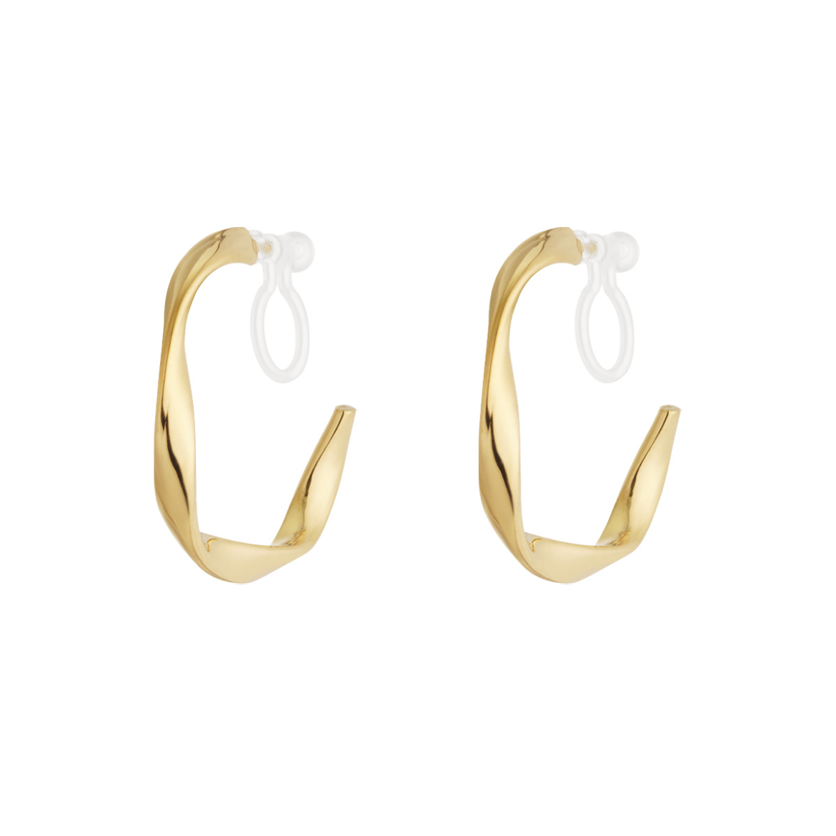 Clip oorbellen gedraaide hoops medium | Goudkleurig