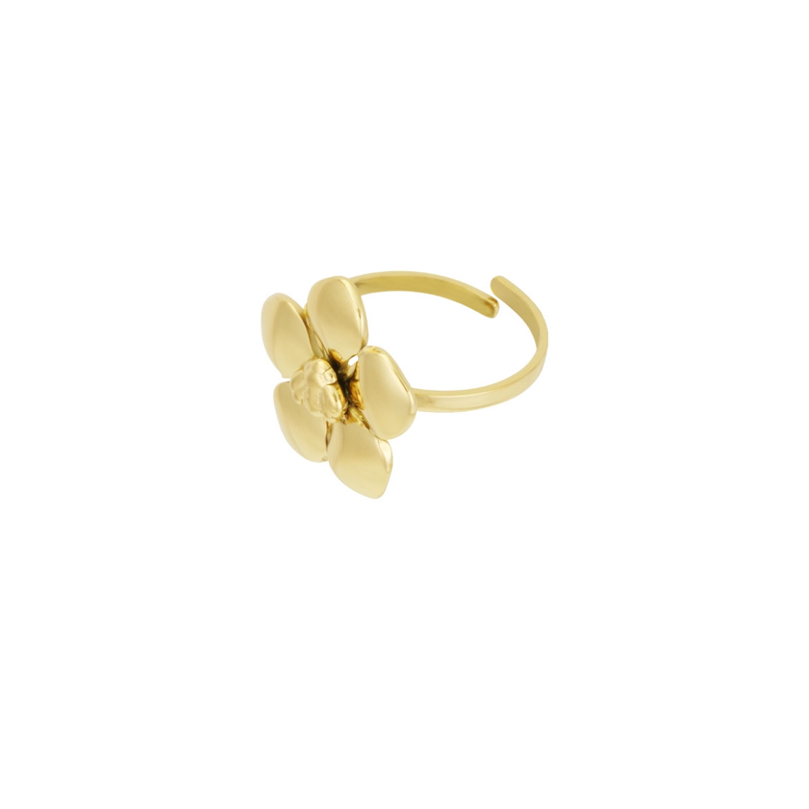 Ring met bloem en bijtje | Goudkleurig