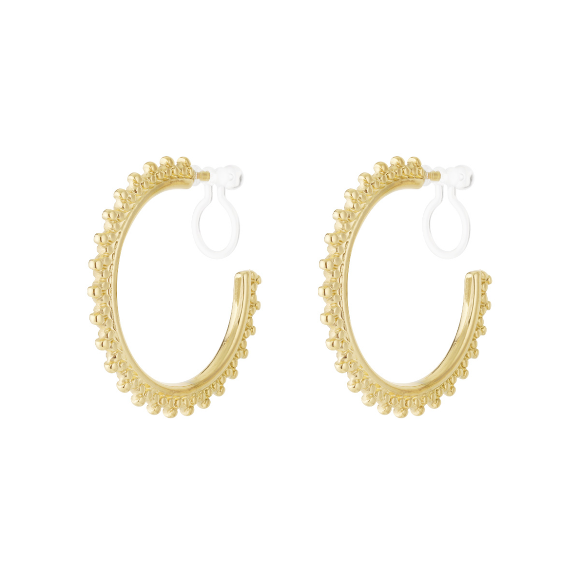 Clip oorbellen hoops met patroon | Goudkleurig