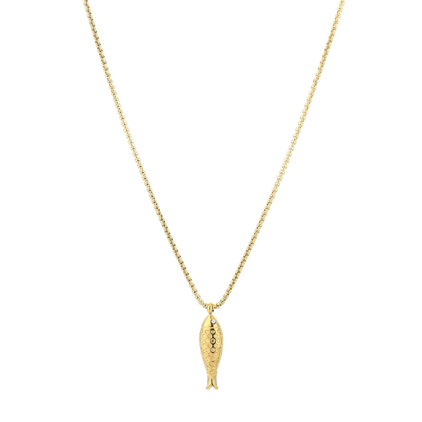 Ketting met visje en pareltje | Goudkleurig