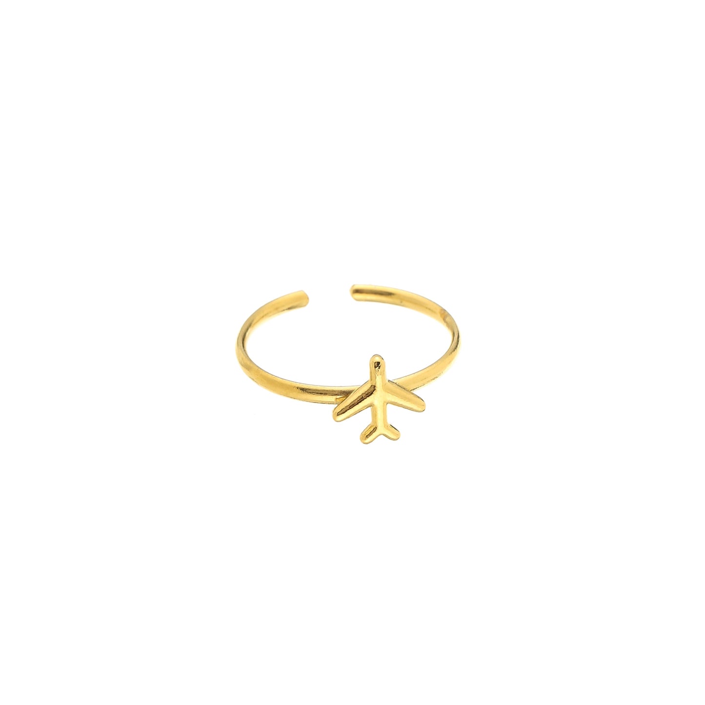 Ring met subtiel vliegtuigje | Goudkleurig