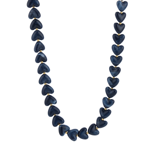 Kralenketting in hartjesvorm | Goud & Donkerblauw