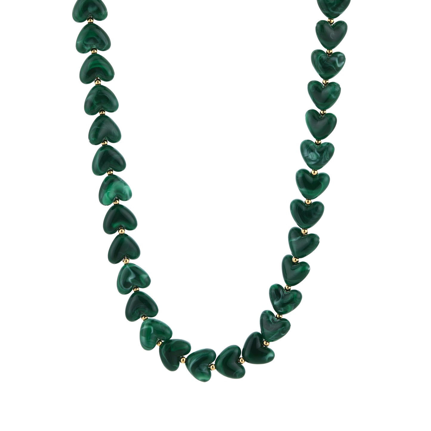 Kralenketting in hartjesvorm | Goud & Donkergroen