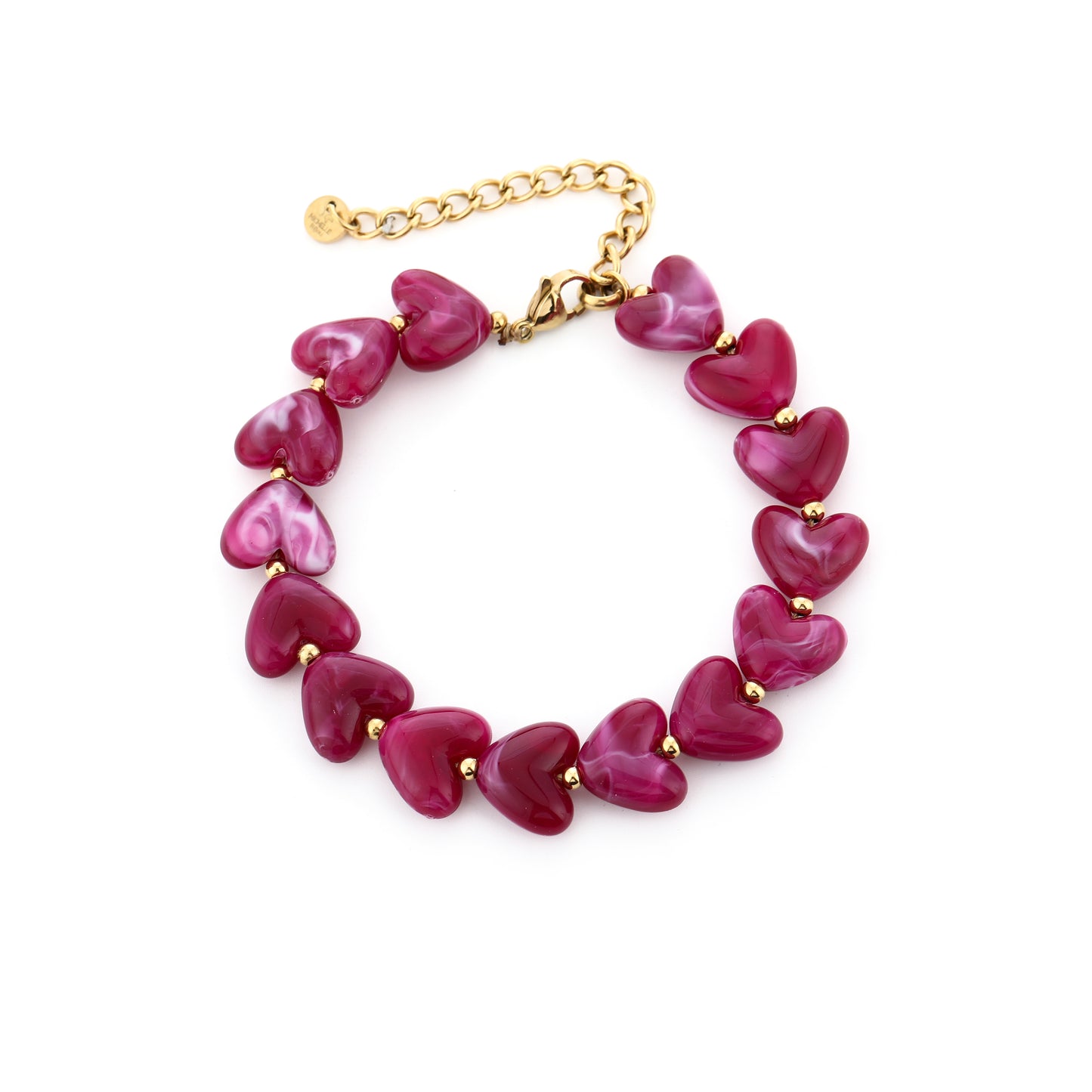 Kralen armband met hartjes | Goud & Paars