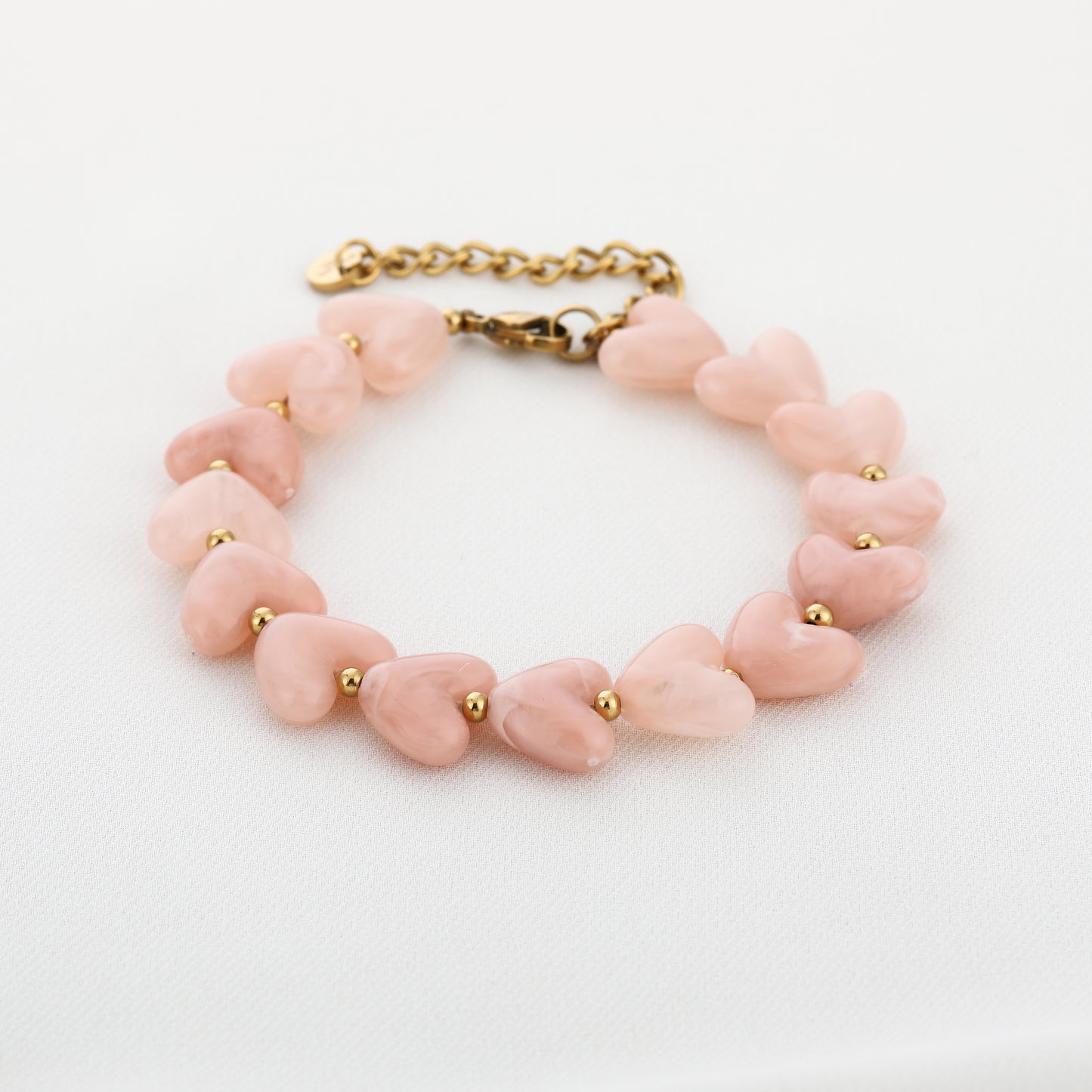 Kralen armband met hartjes | Goud & Roze
