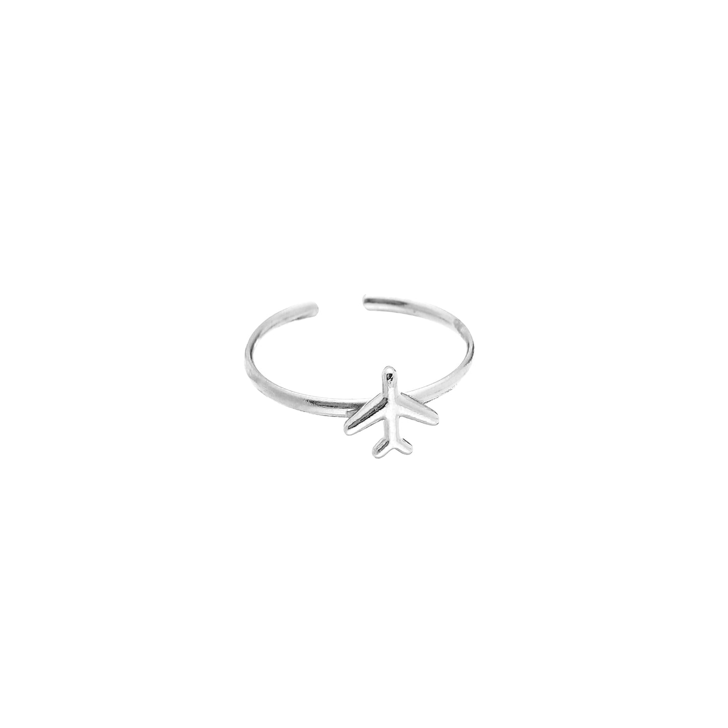 Ring met subtiel vliegtuigje | Zilverkleurig