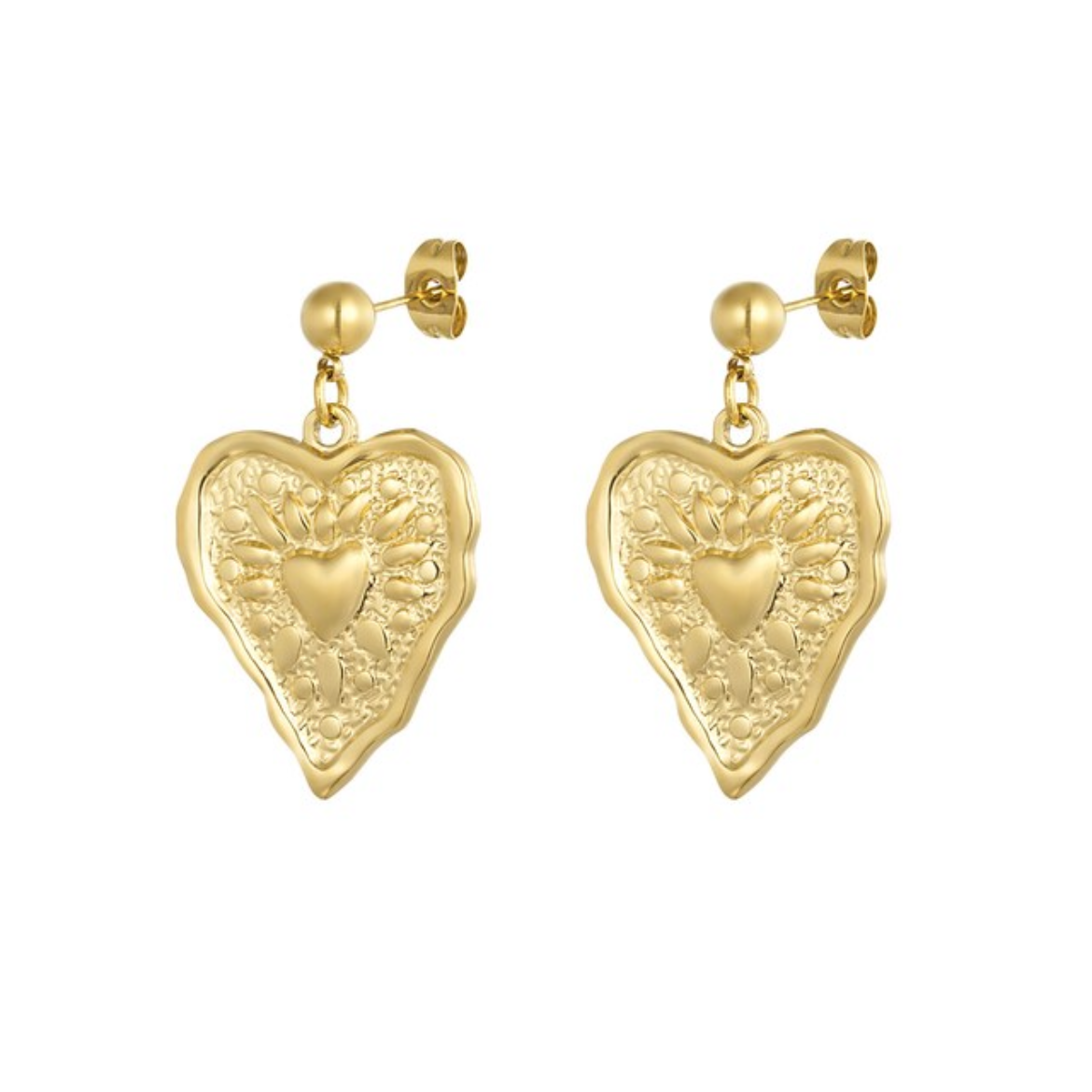 Oorbellen met groot hart | Goudkleurig