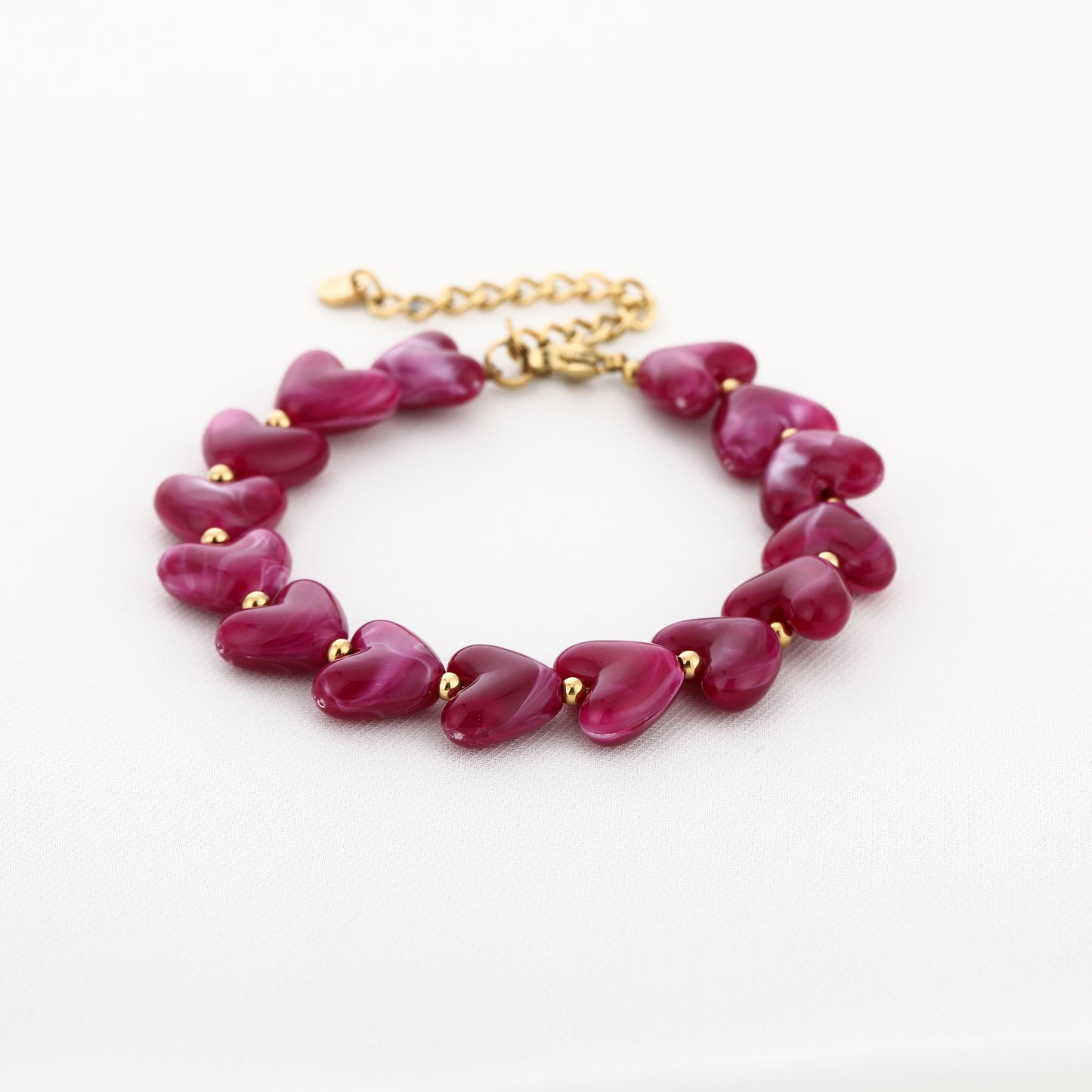 Kralen armband met hartjes | Goud & Paars
