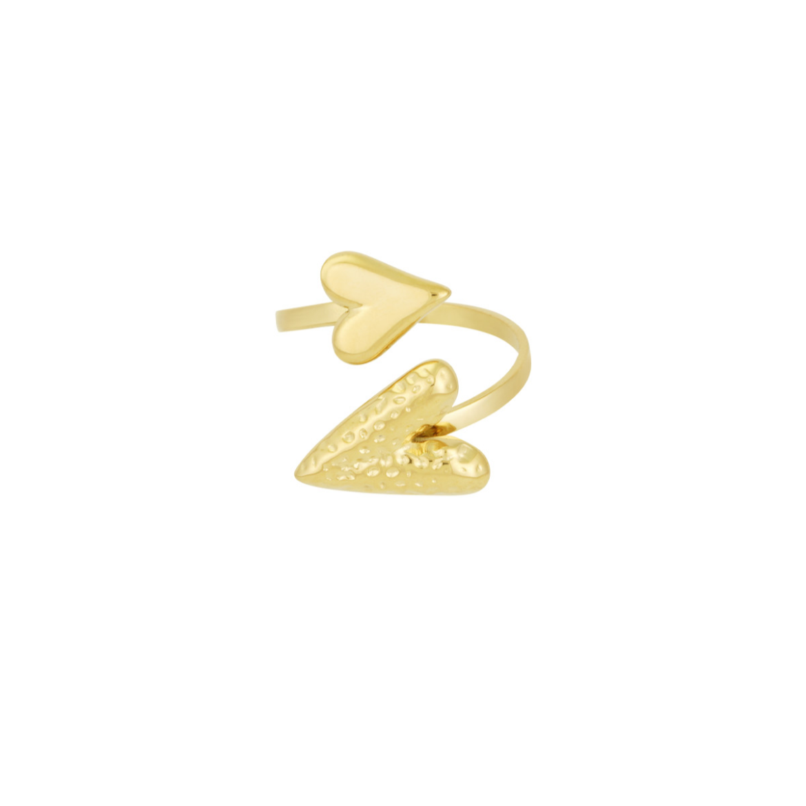 Ring met 2 hartjes | Goudkleurig