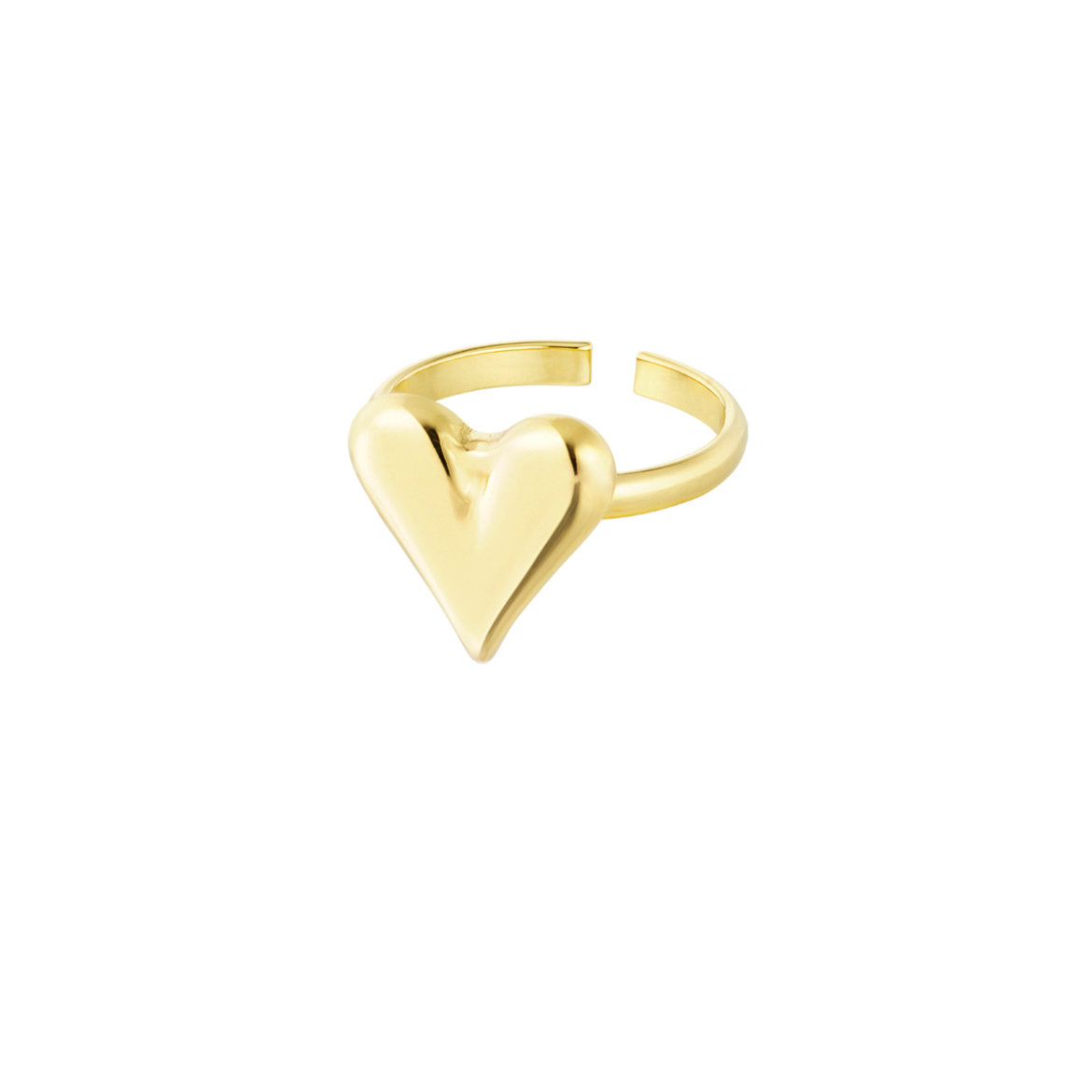 Ring met massief hartje | Goudkleurig