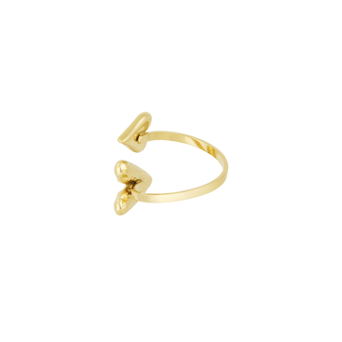 Ring met 2 hartjes | Goudkleurig