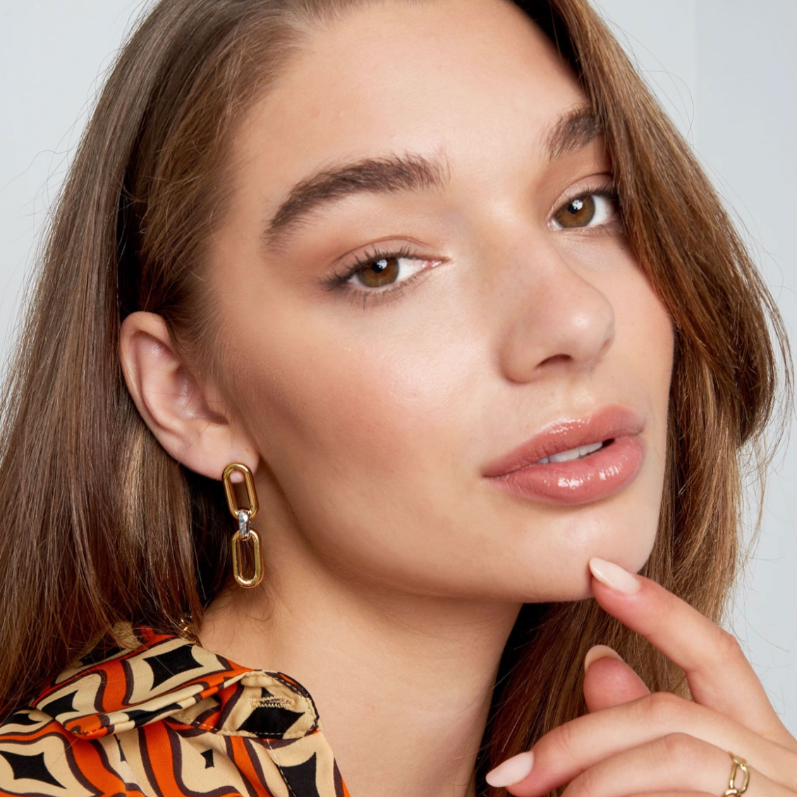 Statement oorbellen met 2 schakels | Goudkleurig