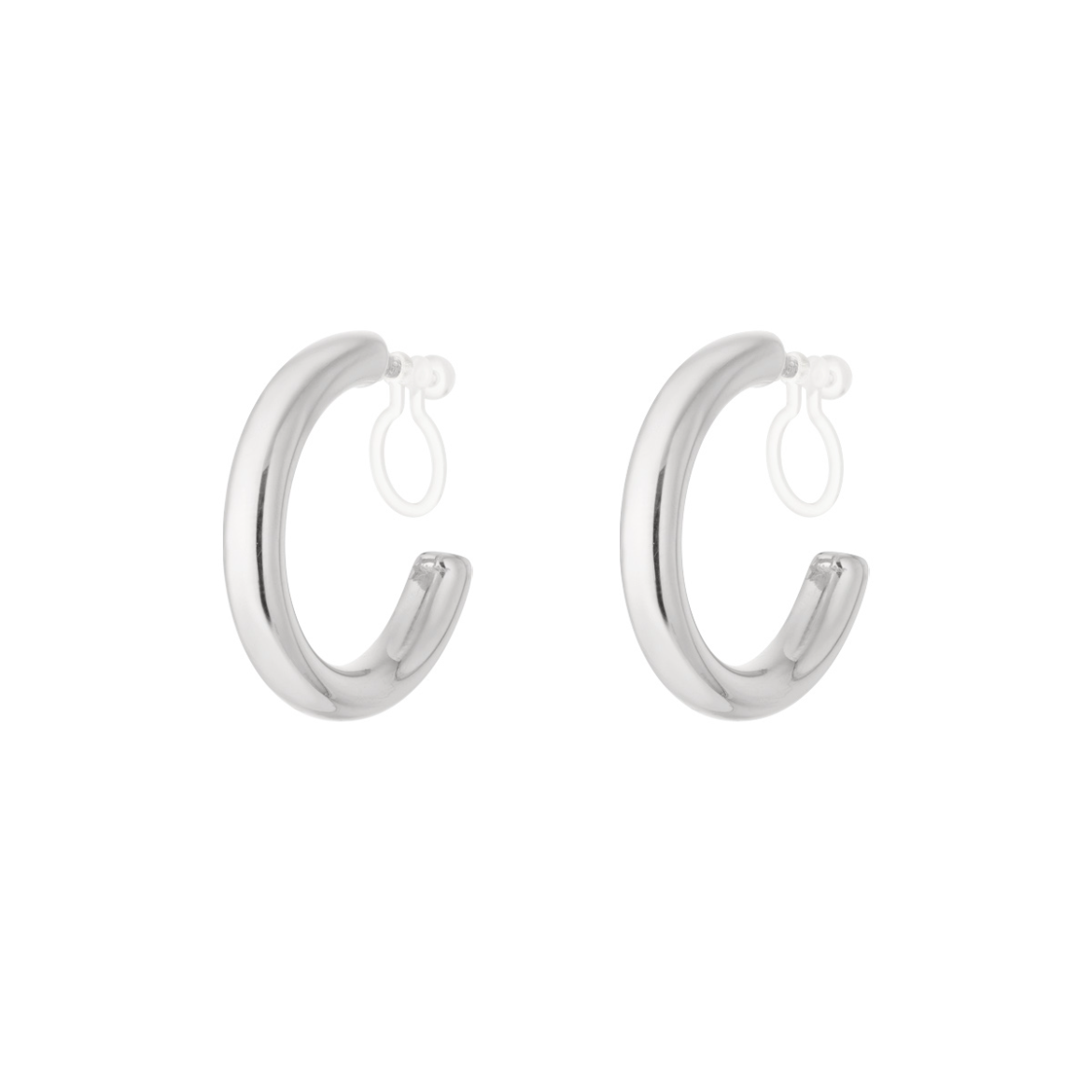 Clip oorbellen medium basic hoops | Zilverkleurig