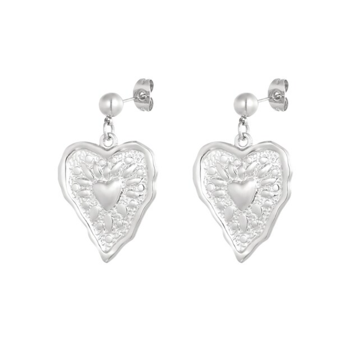 Oorbellen met groot hart | Zilverkleurig