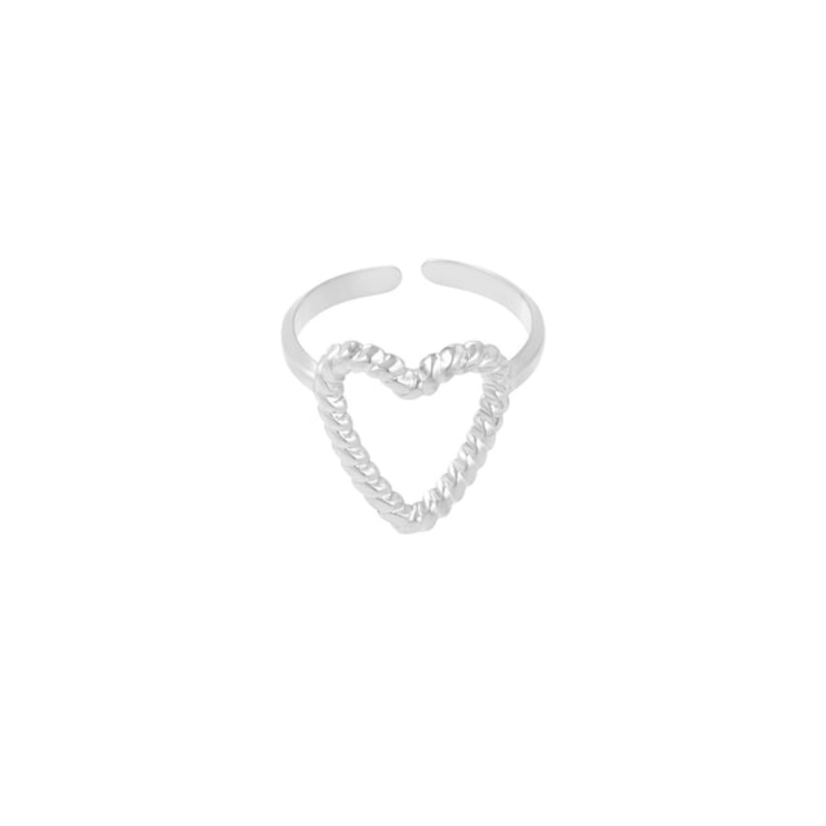 Ring met geweven hart | Zilverkleurig