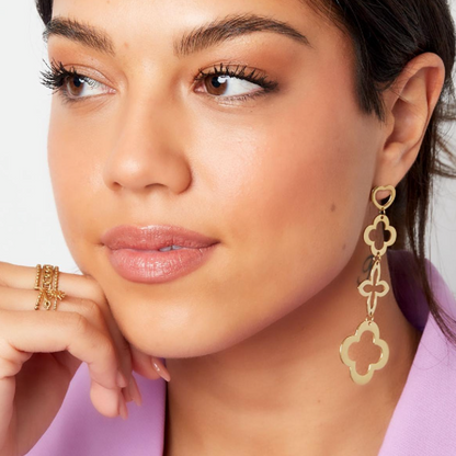 Statement oorbellen met 4 bedels | Goudkleurig