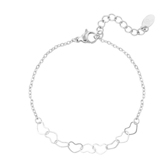 Armband met kleine hartjes | Zilverkleurig