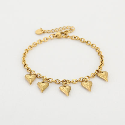Bedelarmband met hartjes | Goudkleurig