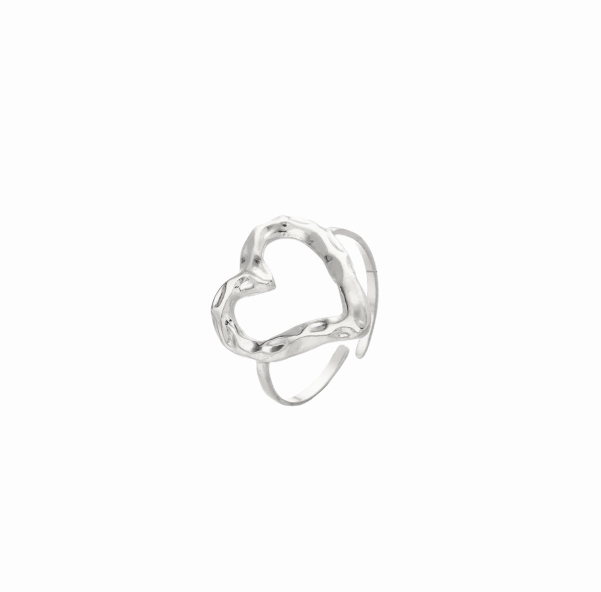 Ring met open statement hart | Zilverkleurig