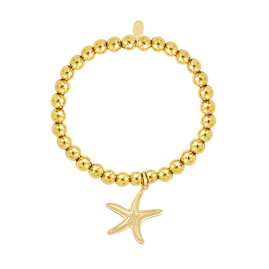 Kralenarmband met zeester | Goudkleurig