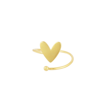 Gedraaide ring met hartje | Goudkleurig