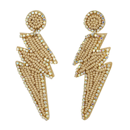 Statement oorbellen met beige bliksem