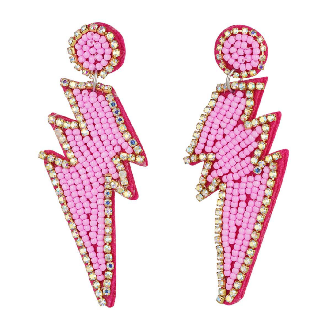 Statement oorbellen met roze bliksem