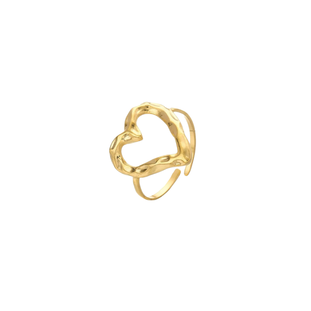 Ring met open statement hart | Goudkleurig