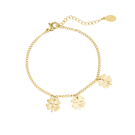 Armband met klavertjes vier | Goudkleurig