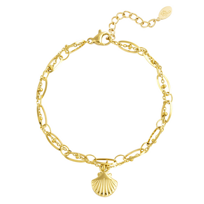 Armband met dubbele laag en schelpje | Goudkleurig